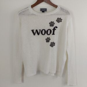 Wooden Ships Paola Buendia Paw Print Woof Sweater White Small